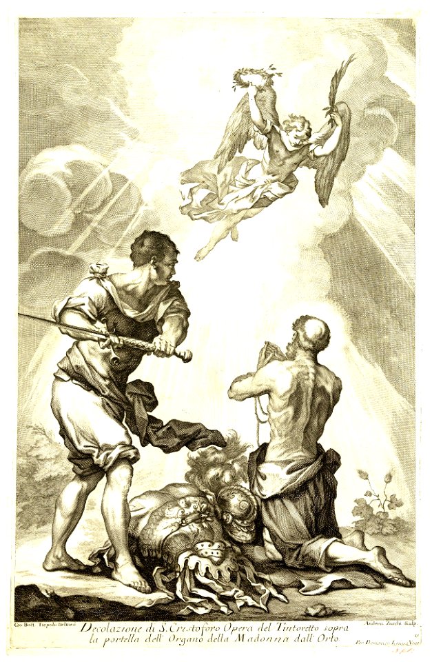 Martyrdom of Saint Christopher. A. Zucchi after G.B.Tiepolo after J.Tintoretto