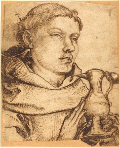 Martin Schongauer - Bust of a Monk Assisting at Communion - Google Art Project