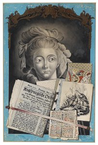 Martin Orthner Trompe l'oeil mit Porträt Collagen und Zeichnungen