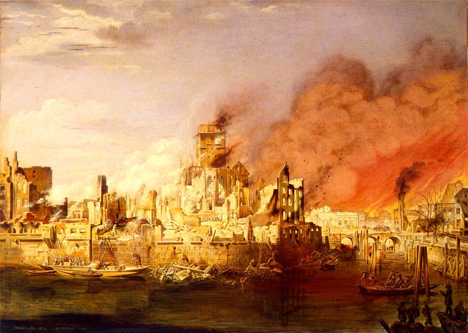 Martens, Ditlev - The Great Fire of Hamburg on May 5, 1842 - Hermitage