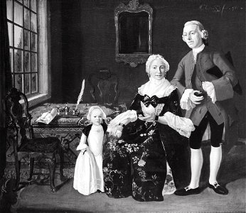 Martinus (I) Houtman - Mr. Nicolaas Faas (1736-1795) met echtgenote Anna Maria Calkoen (1742-1800) en dochter Antonia (1763-1792) - SA 36698 - Amsterdam Museum