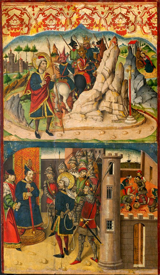 Martin de Soria - Saint Christopher Meets Satan, Saint Christopher before the King of Lycia - 1962.964 - Art Institute of Chicago