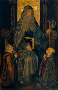 Martín Bernat - Saint Anthony the Abbot and Donors - Google Art Project. Free illustration for personal and commercial use.
