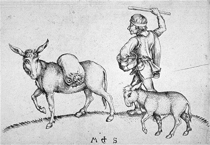 Martin Schongauer - Der Müller mit Eselin und Füllen (L 88)