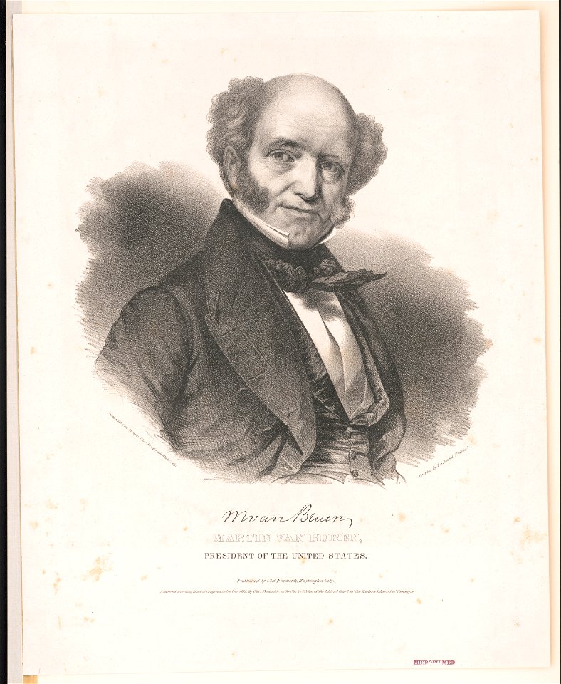 Martin Van Buren, President of the United States - from life & on stone by Chas. Fenderich Washn. City ; printed by P.S. Duval, Philada. LCCN2012648813