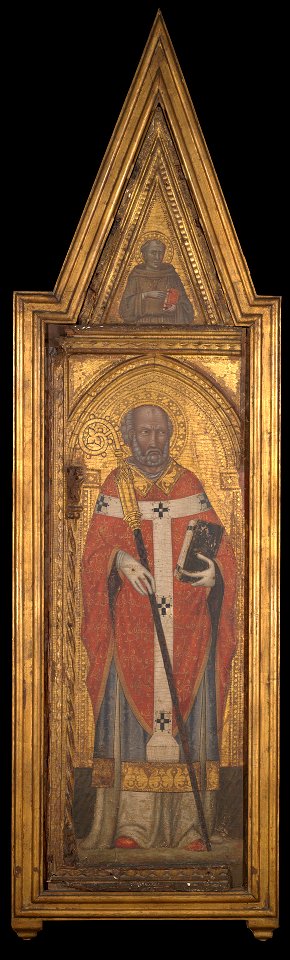 Martino di Bartolomeo di Biagio - Episcopal Saint and Franciscan Monk (gable) - 1943.252 - Yale University Art Gallery