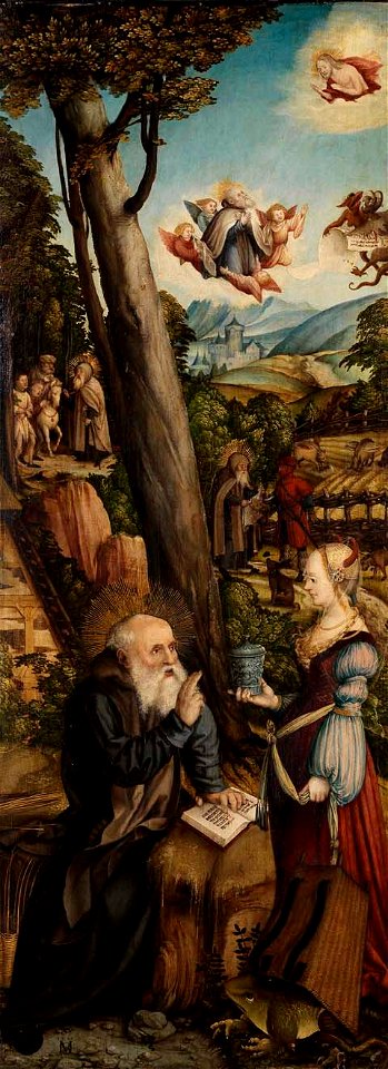 Martin Schaffner - Der hl. Antonius, versucht von dem Teufel in Frauengestalt, Salemer Altar Tafel 4 - 2902 - Staatliche Kunsthalle Karlsruhe