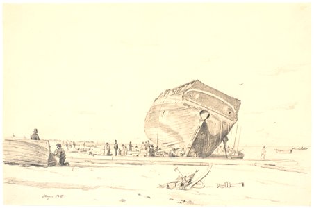 Martinus Rørbye - Et skib under kalfatring - 1847