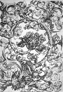 Martin Schongauer - Hochfüllung mit Eule und anderen Vögeln (L 115)