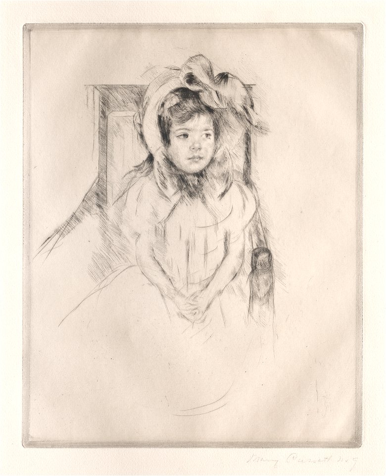 Mary Cassatt (American, 1844-1926) - Simone Wearing a Large Bonnet, Seated in an Armchair - 1941.77 - Cleveland Museum of Art