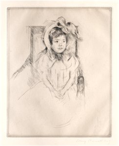 Mary Cassatt (American, 1844-1926) - Simone Wearing a Large Bonnet, Seated in an Armchair - 1941.77 - Cleveland Museum of Art