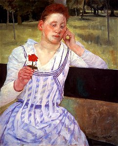Mary Cassatt Woman with a Red Zinnia. Free illustration for personal and commercial use.