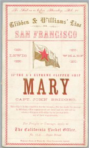 MARY Clipper ship sailing card HN002795aA. Free illustration for personal and commercial use.