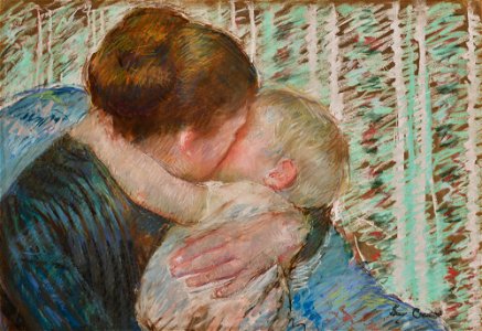 Mary Cassatt - Mother and Child (The Goodnight Hug). Free illustration for personal and commercial use.