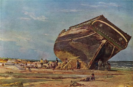 Martinus Rørbye - Et skib på Skagens strand - 1847