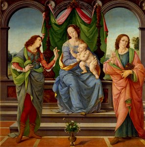 María con el niño, San Sebastián y San Juan Evangelista. Lorenzo di Credi