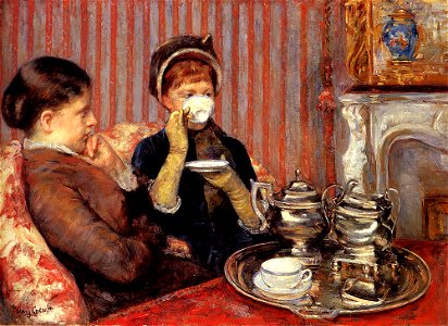 Mary Cassatt, 1880 - The tea. Free illustration for personal and commercial use.