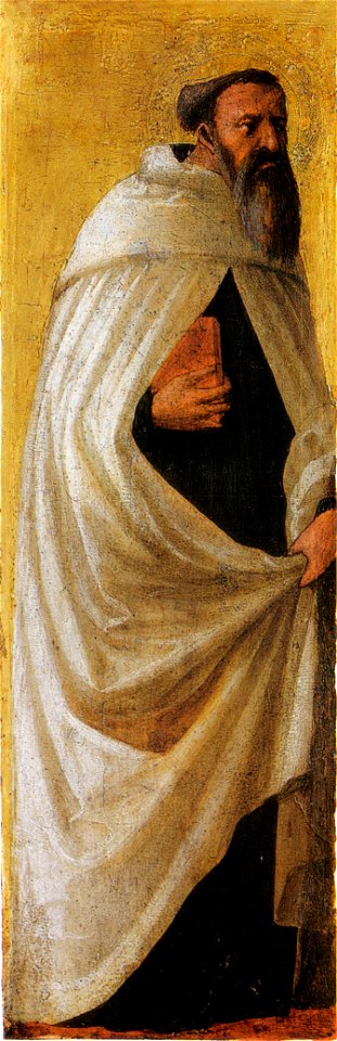 Masaccio, polittico di pisa, santo carmelitano barbuto, berlino, 38x12 cm