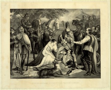 Mary of Scotland mourning over the dying Douglas at the Battle of Langside, 1568 - painted by F. Hartwich. LCCN2002695392