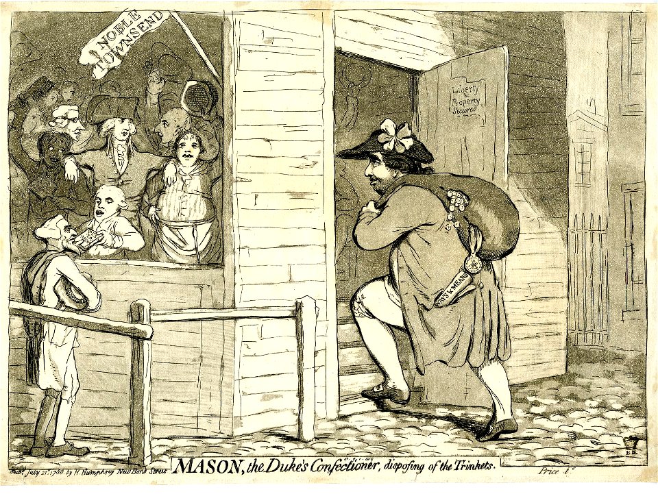 Mason, the duke's confectioner, disposing of the trinkets. (BM 1851,0901.419)