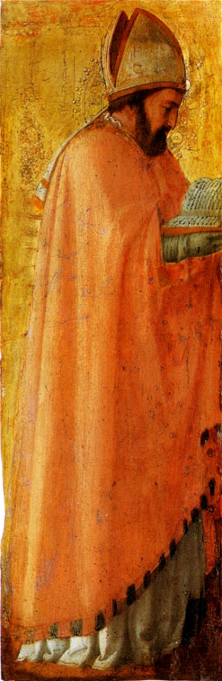 Masaccio, polittico di pisa, sant'agostino, berlino, 38x12 cm