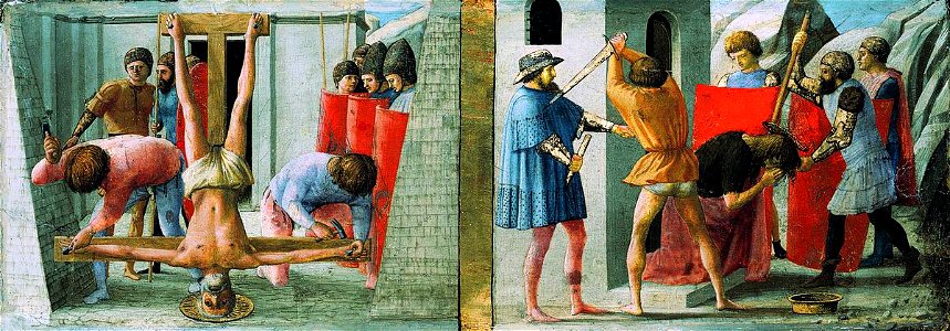 Masaccio crocefissione di san pietro e martirio di san giovanni Battista. Free illustration for personal and commercial use.