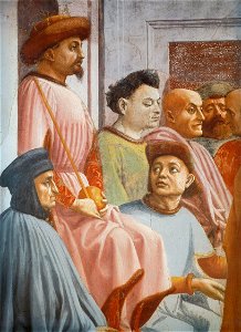 Masaccio. Raising of the Son of Teophilus and St. Peter Enthroned. Detail4