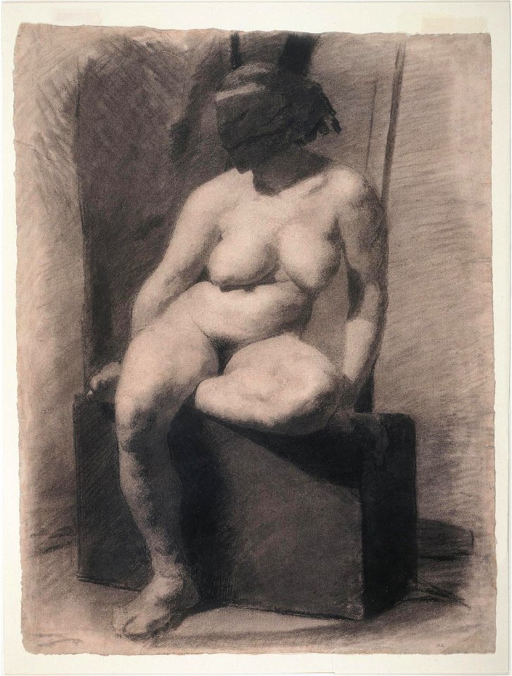 Masked nude woman, seated, by Thomas Eakins