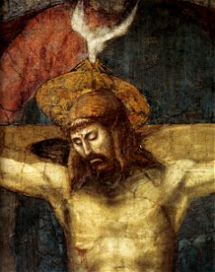 Masaccio, trinità, dettaglio
