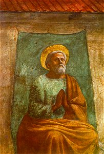 Masaccio - The Raising of the Son of Theophilus and St Peter Enthroned (detail) - WGA14186