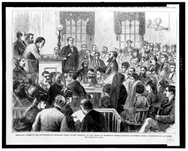 Maryland - Scene in the Court-House at Annapolis - Trial of Mrs. Wharton on the charge of murdering General Ketchum by poison - from a sketch by Jas. E. Taylor. LCCN2006683827