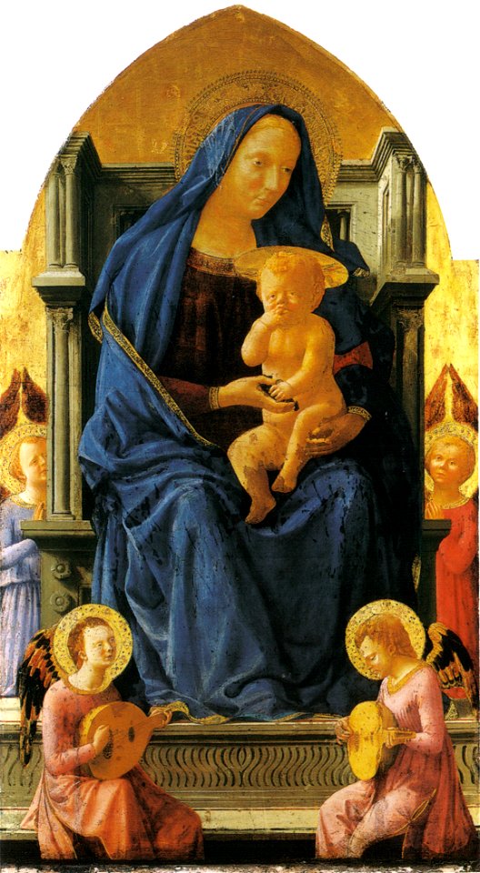 Masaccio, polittico di pisa, madonna col bambino, berlino 135,50x73 cm