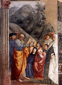 Masolino, predica di san pietro, cappella brancacci