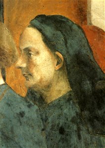 Masaccio, cappella brancacci, san pietro in cattedra. ritratto di filippo brunelleschi. Free illustration for personal and commercial use.