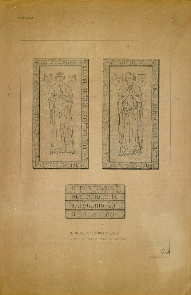 Monuments sépulchraux des Samatan, descendants des premiers comtes de Comminges (t. I, n° 19) - Fonds Ancely - B315556101 A DUMEGE 022