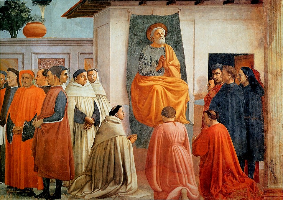 Masaccio. Raising of the Son of Teophilus and St. Peter Enthroned. Detail3