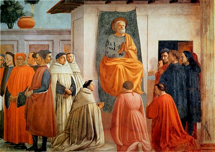 Masaccio. Raising of the Son of Teophilus and St. Peter Enthroned. Detail3