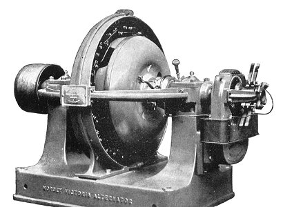 Mordey's single-bobbin alternator (Rankin Kennedy, Electrical Installations, Vol III, 1903). Free illustration for personal and commercial use.