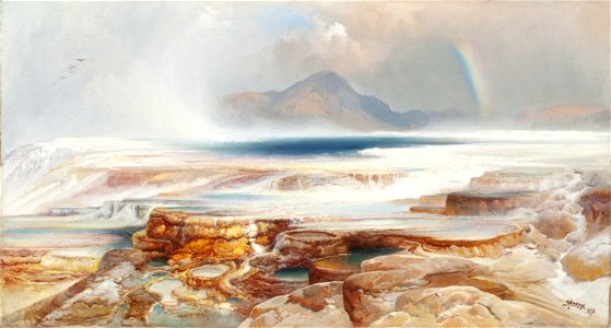 Thomas Moran - Hot Springs of the Yellowstone. Free illustration for personal and commercial use.