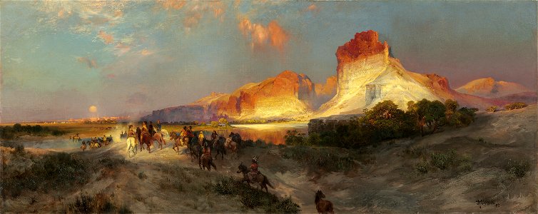 Thomas Moran, Green River Cliffs, Wyoming, 1881, oil on canvas. Free illustration for personal and commercial use.