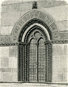 Monza Duomo finestra col ritratto di Matteo da Campione