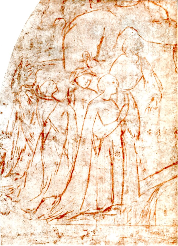 Masolino, Cristo Portacroce, Empoli, La Regina di Saba e il suo seguito davanti al legno che fa da ponte sul