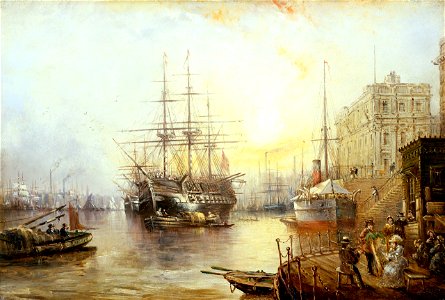 View of Greenwich in 1877 Showing the Training Ship HMS Warspite