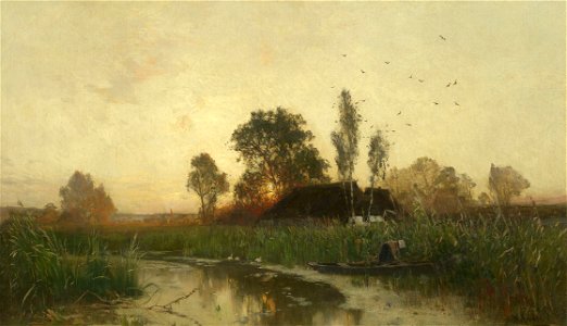 Walter Moras - Abendstimmung über Spreewaldlandschaft