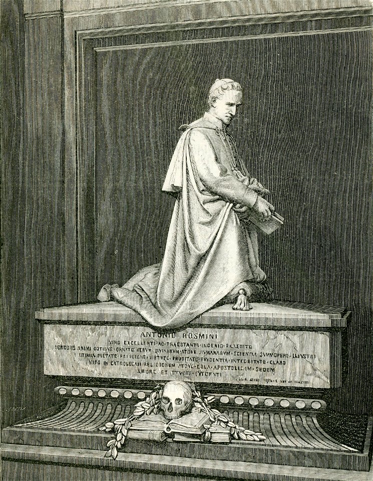 Monumento al filosofo Antonio Rosmini a Stresa, (xilografia di Barberis)