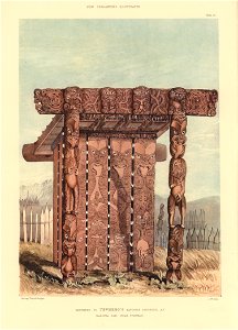 MONUMENT TO TE WHERO'S FAVORITE DAUGHTER AT RAROERA PAH, NEAR OTAWHAO, The New Zealanders Illustrated, 1847