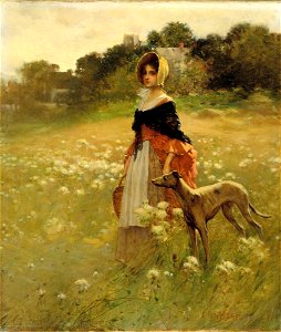 Edward Percy Moran - Young Girl and Dog - Smithsonian American Art Museum