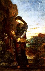 Moreau - Young Thracian Woman Carrying the Head of Orpheus, circa 1875
