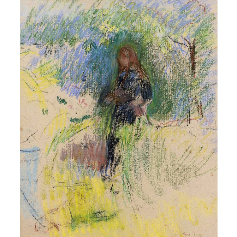 Morisot - JEUNE FILLE TENANT UN CHIEN DANS SES BRAS, 1892