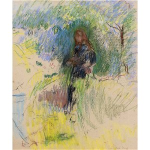 Morisot - JEUNE FILLE TENANT UN CHIEN DANS SES BRAS, 1892